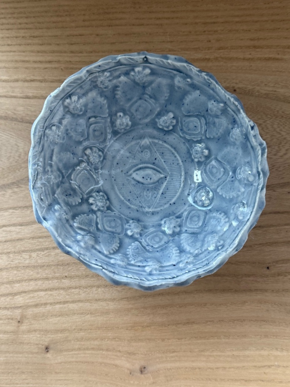 Signed Studio Pottery Blue Speckled Bowl Textured Handmade Ceramic - Picture 2 of 7